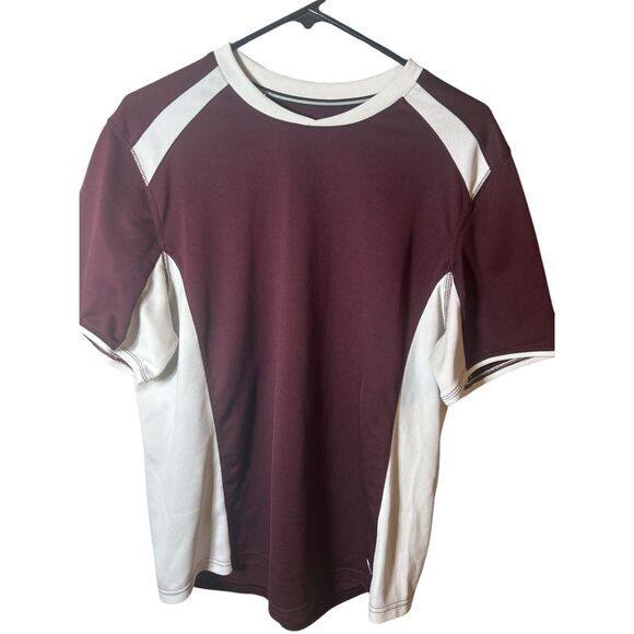 Sport -Tek Men's Dry zone Crew t-shirt‎ size L white /deep red - Picture 1 of 3